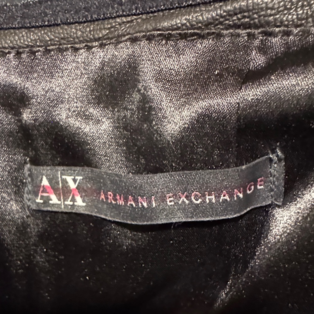 Armani Exchange Elegant Black Genuine Leather Strapless Dress - Picture 9 of 10